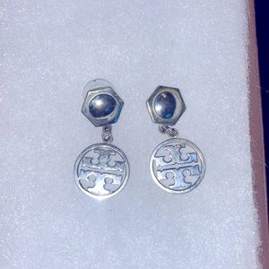 TORY BURCH sterling silver drop post back EARRINGS